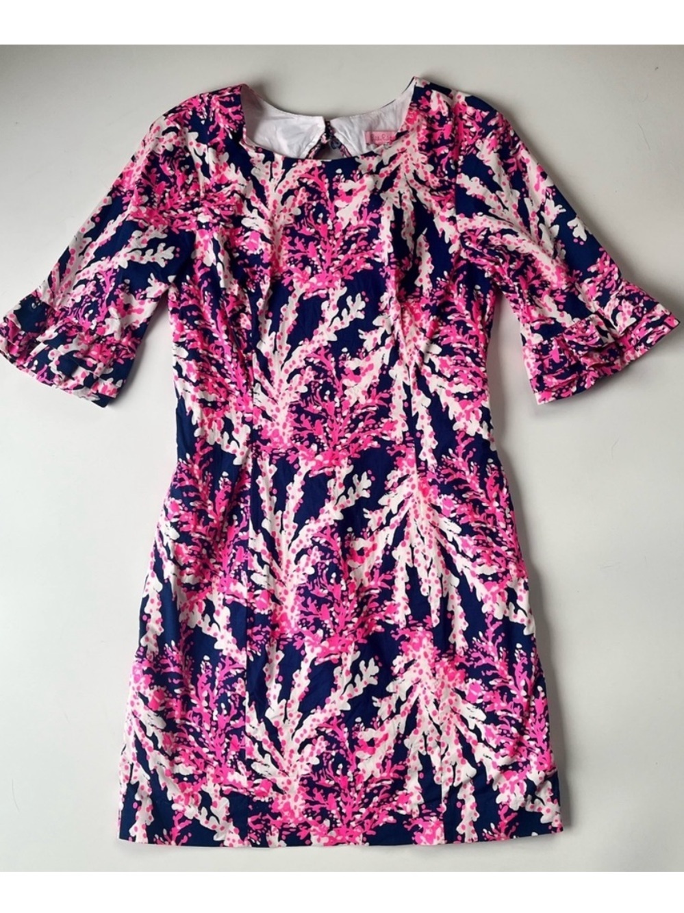 Lilly Pulitzer Fiesta Stretch Dress Beyond the Sea Print Ruffle Sleeve Pink - Picture 4 of 12